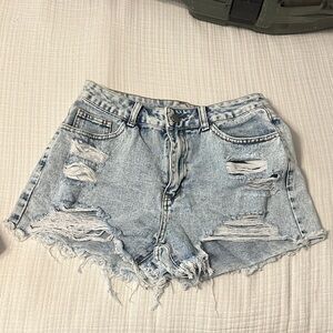 SHEIN Light Blue Distressed Jean Shorts
